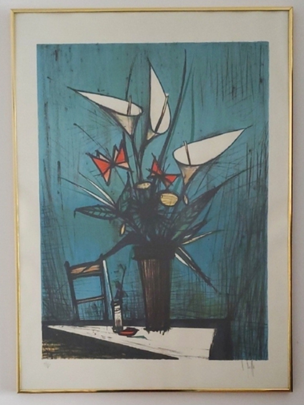 VTG 70s V Beffa Signed numbered Lithograph Flowers